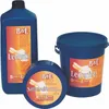 Three blue containers of leather care products are arranged on a white background. Produktbild-Vorschau