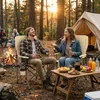 Skládací rybářská židle UISEBRT Outdoor, krémová, s pevným Náhled obrázku produktu 8