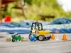 A LEGO construction scene with a front loader, a worker, a wheelbarrow, and construction signs. Produktbild-Vorschau