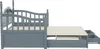 A side view of a gray daybed with a pull-out trundle bed and storage drawers. Náhled obrázku produktu
