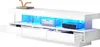 A white, modern TV stand with integrated blue LED lighting. Náhľad obrázku produktu