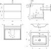 Technical drawings and dimensions of a bathroom vanity and sink. Produktbild-Vorschau