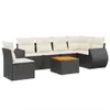 7-tlg. Garten-Sofagarnitur mit Kissen Schwarz Poly Rattan Produktbild-Vorschau 2