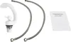 A white faucet with two flexible hoses and a user manual are laid out on a white background. Podgląd zdjęcia produktu
