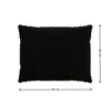 A black cushion is shown with dimensions indicated by lines and text. Produktbild-Vorschau