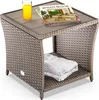 Casaria Table d'appoint en polyrotin Beige plateau de table Voir les images du produit 1