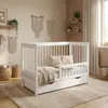 Weiß Babybett,Gitterbet mit Shublade 120x60cm, Umwandelbar Produktbild-Vorschau 1