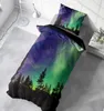 Bettwäsche 135x200 cm Polarlichter Nordlichter grün schwarz Produktbild-Vorschau 4