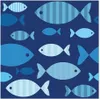Servietten, 3-lagig 1/4-Falz 33 cm x 33 cm "Blue Fish" Produktbild-Vorschau 1