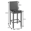 A bar stool with dimensions indicated by measurement lines and text. Podgląd zdjęcia produktu