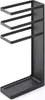 A black metal umbrella stand with three horizontal bars and a tray at the bottom, shown against a white background. Náhľad obrázku produktu