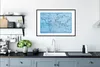 MuchoWow® Gerahmtes Poster Weltkarte - Blau - Linien 90x60 Produktbild-Vorschau 4