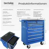 A product information graphic for a blue tool cart, showing dimensions and technical specifications. Náhled obrázku produktu