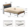 A diagram showing the dimensions of a bed frame, with additional images illustrating mattress height recommendations. Náhled obrázku produktu