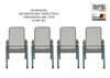 Four identical chairs are arranged in a row against a white background, with text and logos in the upper right corner. Produktbild-Vorschau