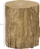 A close-up view of a faux tree stump side table with dimension labels. Produktbild-Vorschau