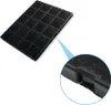 A close-up and overview of a black activated carbon filter. Voir les images du produit