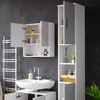 A modern bathroom vanity with a sink, faucet, and storage cabinets. Voir les images du produit