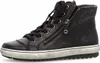 A black high-top sneaker with laces and a zipper. Produktbild-Vorschau