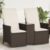 vidaXL Gartensofa 2-Sitzer Verstellbar mit Tisch Braun Poly Produktbild-Vorschau 2