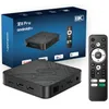 A product shot of an Android TV box and its remote, with the product packaging in the background. Anteprima dell’immagine prodotto
