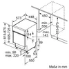 Technical drawing with dimensions for a dishwasher. Produktbild-Vorschau