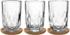 Three clear glasses with textured bases are arranged in a row on a white background. Anteprima dell’immagine prodotto
