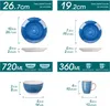 Diagrams showing the dimensions and capacities of various pieces of tableware. Náhled obrázku produktu