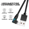 iPhone Schnell Ladekabel 3 meter Nylon Datenkabel 90° Produktbild-Vorschau 6