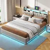 A modern bedroom with a double bed, nightstands, and curtains. Podgląd zdjęcia produktu
