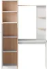 A white and wood desk with an attached bookshelf. Podgląd zdjęcia produktu
