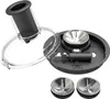 A set of spiralizer attachments for a food processor, including a lid, a feeding chute, and two cutting discs. Podgląd zdjęcia produktu