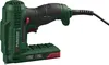 A studio shot of a green and black electric stapler. Produktbild-Vorschau