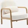 Poltrona scandinava arrotondata in legno di hevea, Crema Anteprima dell’immagine prodotto 1