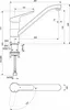 Technical drawing of a faucet with dimensions and angles. Produktbild-Vorschau