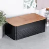 Stylový černý kovový chlebník s víkem na krájení Náhled obrázku produktu 2