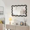 Lustro ścienne 'Koster' rama falista 90 x 60 cm czarne Podgląd zdjęcia produktu 2