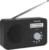 A black TechniSat VIOLA 200 portable DAB+ radio with its antenna extended, shown against a white background. Produktbild-Vorschau