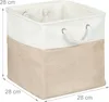 Úložný koš Relaxdays, sada 3 ks, plátno, s provazovými Náhled obrázku produktu 4