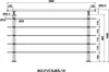A technical drawing of a stainless steel handrail with dimensions. Produktbild-Vorschau