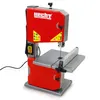 A red and silver bandsaw is shown against a white background. Produktbild-Vorschau