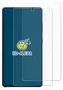 A smartphone screen protector is shown on a dark blue background. Produktbild-Vorschau