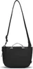 A black crossbody bag with gray handles and a black strap is shown against a white background. Voir les images du produit