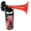 A red air horn attached to a can with colorful graphics. Produktbild-Vorschau