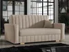 A beige sofa with a tufted design is shown in a modern living room setting. Produktbild-Vorschau