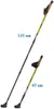 Two Nordic walking poles of different lengths are shown against a white background. The longer pole is extended to 135 cm, and the shorter pole is folded to 67 cm. Náhľad obrázku produktu