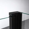 Close-up of a black metal frame and clear glass corner of a shower enclosure. Produktbild-Vorschau