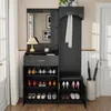 A modern entryway furniture set with a mirror, shoe storage, and a bench, set against a neutral background. Podgląd zdjęcia produktu