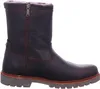 A side view of a brown leather boot with a zipper and fur lining. Produktbild-Vorschau