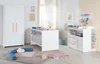 A nursery room with a crib, changing table, and wardrobe. Produktbild-Vorschau